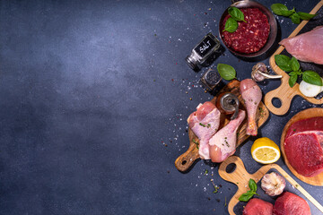 Wall Mural - Various meat cooking background