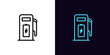 Outline electric station icon, with editable stroke. Charging station with battery and lightning sign, charge point pictogram. Electric charger