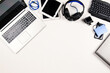 © vejaa - Top view to old laptop computers, digital tablets, mobile phones, many used electronic gadgets devices on white background. Planned obsolescence, electronic waste for recycling concept