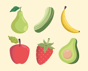 Sticker - six fruits and vegetables