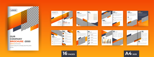 Sticker - Business brochure design Company profile with modern gradient shapes, 16 pages brochure design