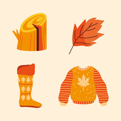 Sticker - four autumn season icons