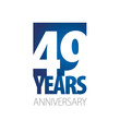 49 Years Anniversary negative space numbers blue white logo icon banner