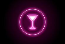 Martini Wine Glass Neon Sign Icon Logo