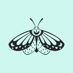 Wall Mural - celestial boho moth with slotted pattern. great for fashion design, prints, stationery, mugs, souven