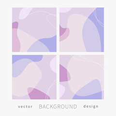 Lilac social media post set with abstract shapes. Minimal vector design template with copy space for text.