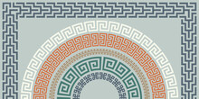 Greek Key Pattern, Frames Collection. Decorative Ancient Meander, Greece Border Ornamental Set With Repeated Geometric Motif. Vector EPS10.