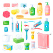 Set of personal care, vector illustration icon collection on white background.