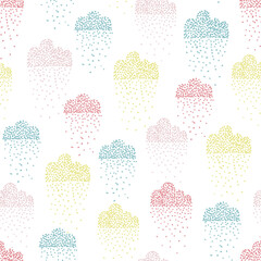 Poster - Seamless pattern with stylized clouds