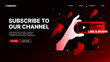 © Garno Studio - Subscribe to our Channel Banner. Red Website Landing Page Template. Vector illustration