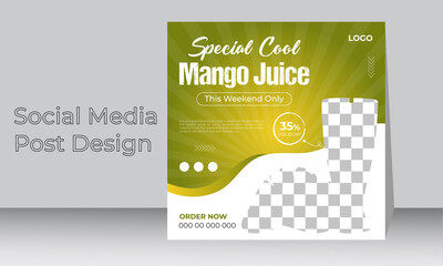 Special juice drink menu social media post design Instagram template