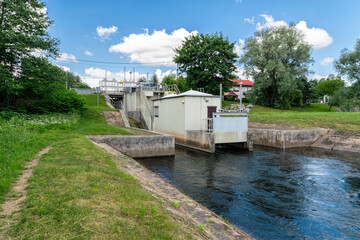 Poster - Old dam on the river, rural landscape