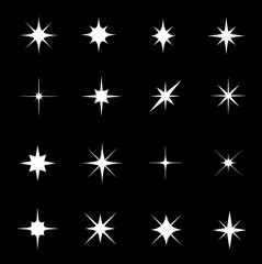 Star sparkle and twinkle, star burst flashes and shine glitter sparks, vector icons. Bright star light sparkles with twinkle effect, magic stars with flare glare and rays glow for holiday or Christmas