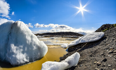 Beautiful Iceland landscape: Lagoon with blocks of ice, Iceland nature. Ice lagoon in Iceland