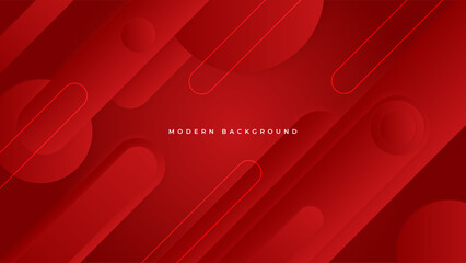 Vector red geometric shapes abstract, science, futuristic, energy technology concept. Digital image of light rays, stripes lines with light, speed and motion blur over dark tech background