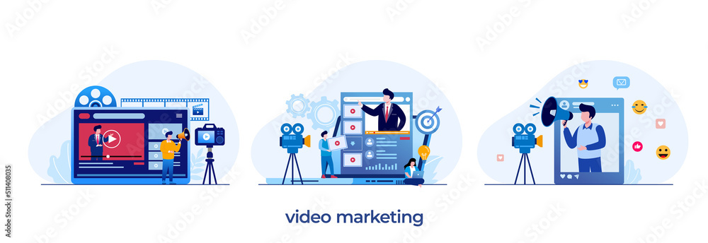 Video Promotion Vector video marketing concept, marketing strategy, business, news, promotion ...