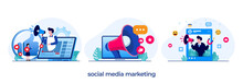 Social Media Marketing, Digital, Video Marketing, Endorsement, Endorse, E-commerce, Business Concept, Startup, Flat Illustration Vector