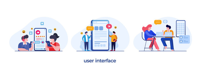 user interface, UI and UX, programming, coding, software development, engineer, website, flat illustration vector