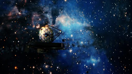 Wall Mural - galaxy exploration with nasa james webs telescope outer space towards central glowing milky way gala