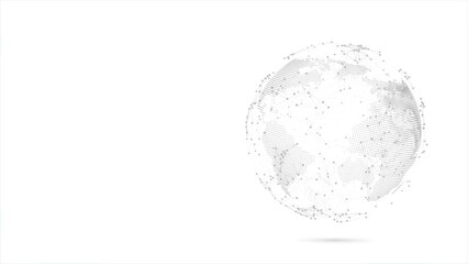 Wall Mural - Tech earth globalization in 3d animation. Global Business dots on rotating planet.