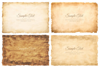 Vector collection set old parchment paper sheet vintage aged or texture isolated on white background