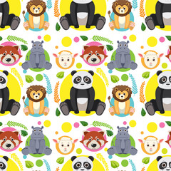 Sticker - Cute animals seamless pattern