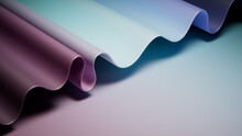 Elegant 3D Abstract Background With Ripple Surface. Purple And Blue Wallpaper With Copy-Space.