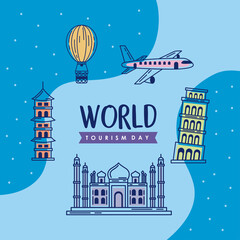 Wall Mural - world tourism day lettering card