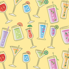 Canvas Print - cocktails and drinks pattern