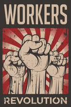 Workers Revolution Retro Rustic Poster