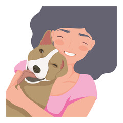 Sticker - woman with cute dog