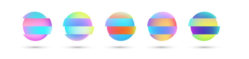 Sticker - Vector colorful deformed gradient circles. Abstract round frame set for flyer, business card, invitation, gift cards. 