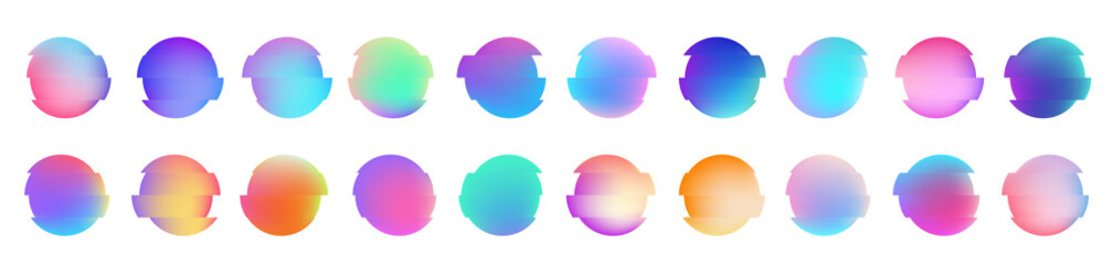 Canvas Print - Vector colorful deformed gradient circles. Abstract round frame set. 