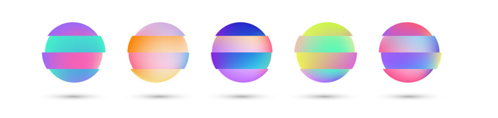 Wall Mural - vector colorful deformed gradient circles. abstract round frame set for flyer, business card, invita