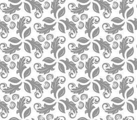 Wall Mural - floral vector ornament. seamless abstract classic background with silver leaves. pattern with repeat