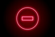 Glowing neon red stop minus sign icon button 