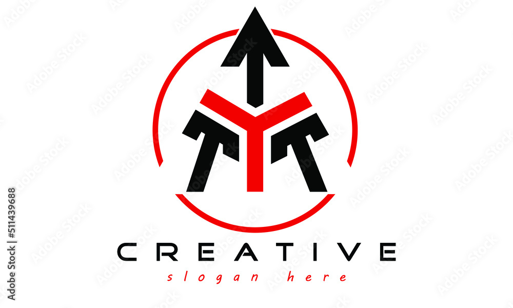 TTT three letter creative triangle shape in circle logo design vector ...