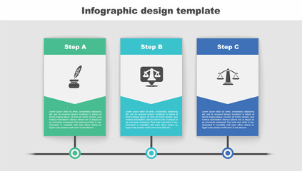 Poster - Set Feather and inkwell, Scales of justice and . Business infographic template. Vector