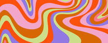 Grioovy Psychedelic Wave Background For Banner Design. Retro 60s 70s Psychedelic Pattern. Modern Wave Retro Abstract Design. Rainbow 60s, 70s, Hippie Vector.