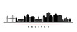 Halifax skyline horizontal banner. Black and white silhouette of Halifax, Nova Scotia. Vector template for your design.