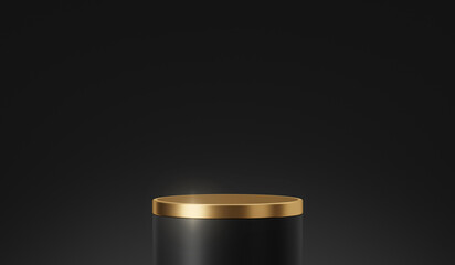 empty black gold 3d podium stage background with geometric presentation platform luxury pedestal or 
