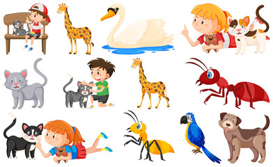 Wall Mural - Set of various wild animals in cartoon style