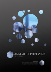 Wall Mural - Dark annual report front cover page template with photo
