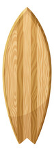 Surfboard With Cartoon Wood Texture. Fish Shape Board