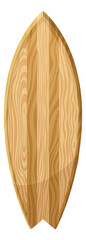 Sticker - Surfboard with cartoon wood texture. Fish shape board