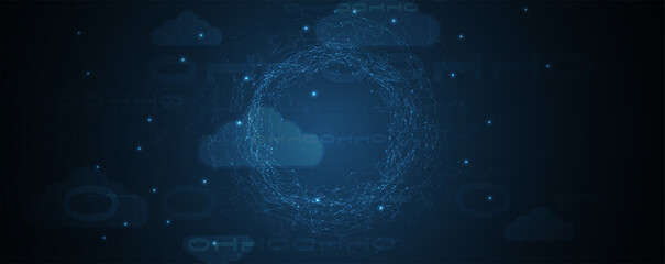 Cloud technology. Integrated digital web concept background