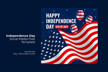 4th of july independence day social media post template