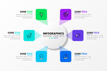 Naklejka na meble Infographic template with icons and 6 options or steps