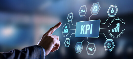 Wall Mural - Internet, business, Technology and network concept. KPI Key Performance Indicator for Business Concept. Virtual button.