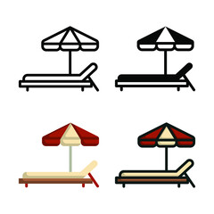 Sunbed Icon Set Collection